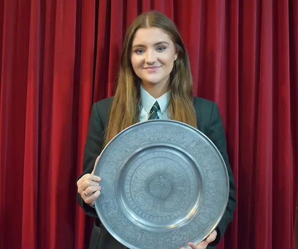 Annabelle Burton collects the Music Shield