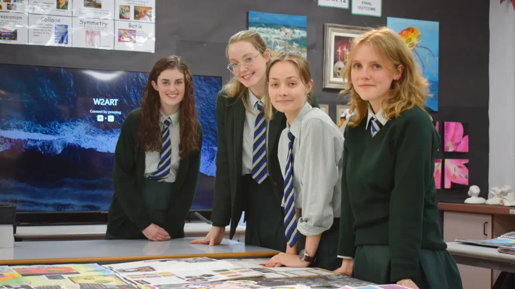 students in art room