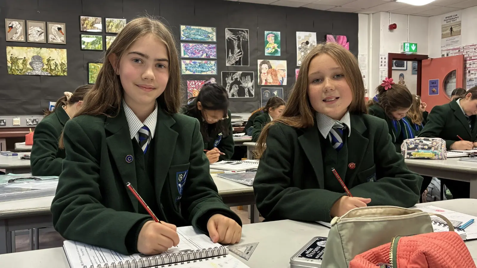 pupils in art class