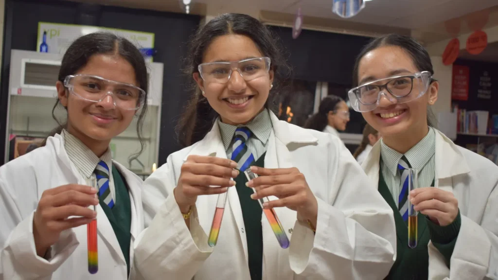 chemistry students posing
