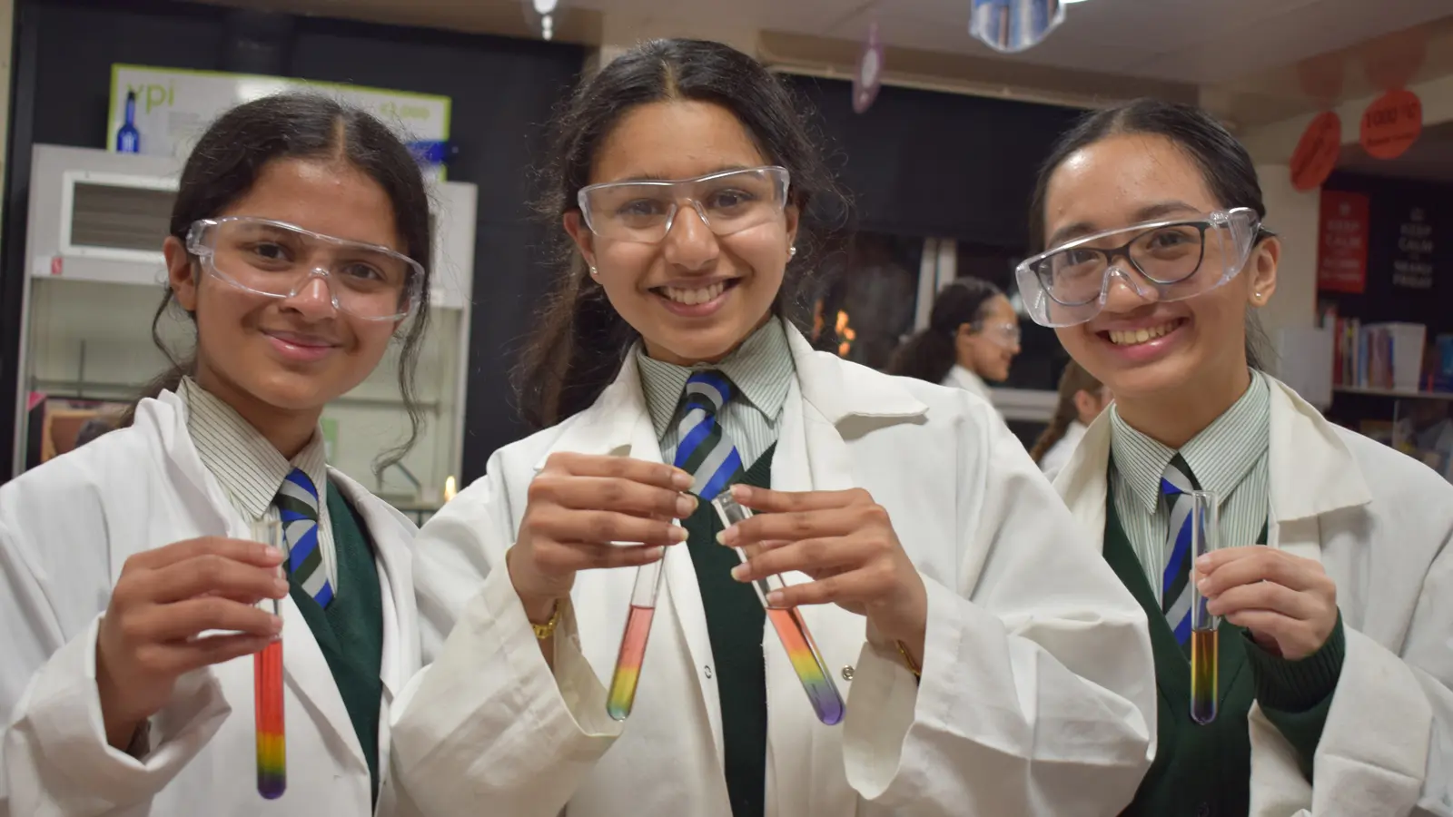 chemistry students posing