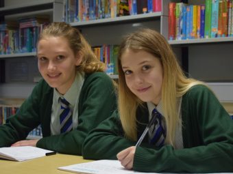 pupils studying in library